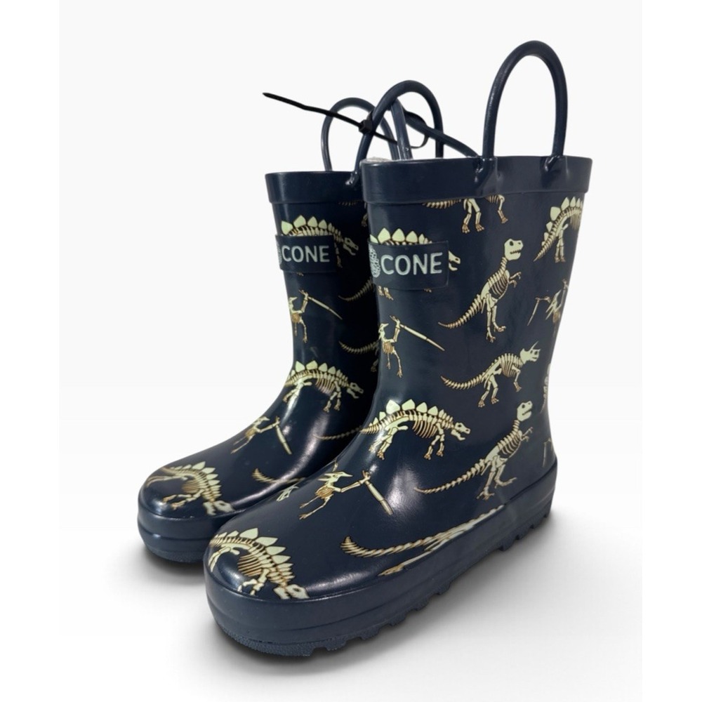 LoneCone Unisex Toddler Kids 10T (Ages 1-3) Rainboots Dino Bones Navy NWOB
